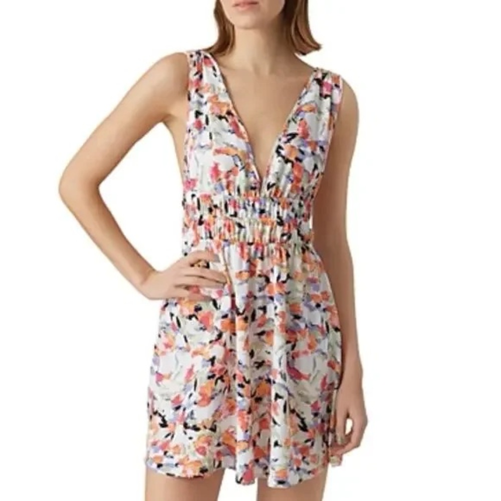 Vero Moda Bonni Catch Fit & Flare Dress Watercolor Open Strappy Back Womens XL